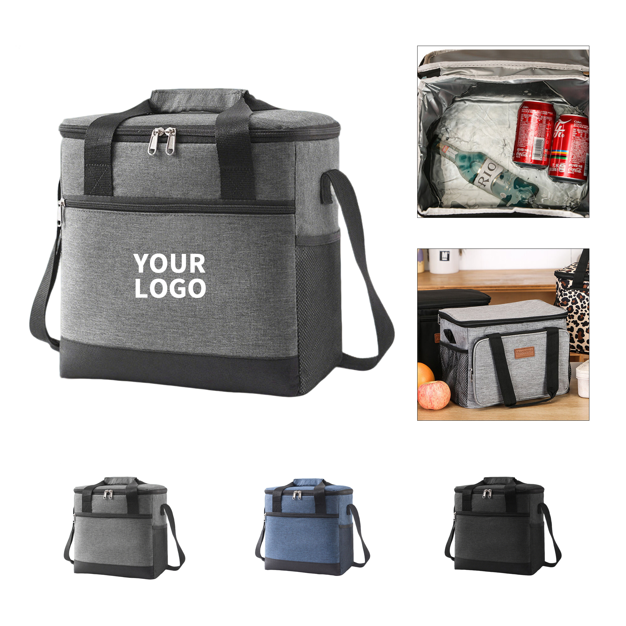 Insulated Lunch Tote 15 Liter With Shoulder Strap 11" x 7" x 11.8" 6