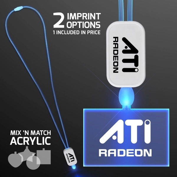 LED Green Lanyard with Acrylic Rectangle Pendant- 5