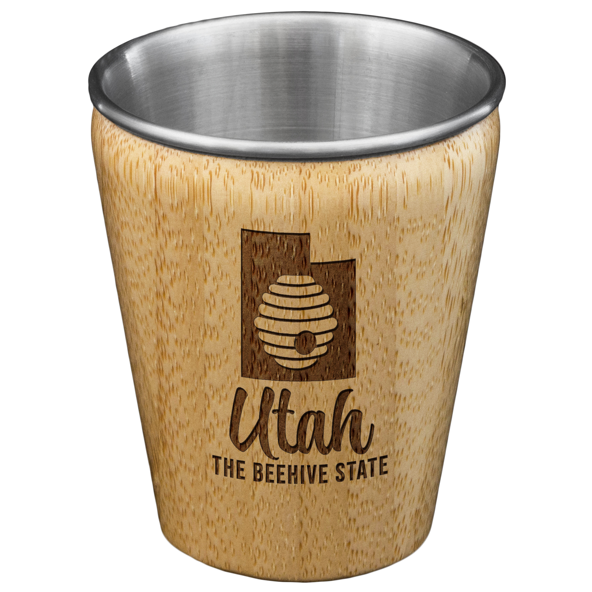 Utah State Bamboo and Stainless Steel Shot Glass