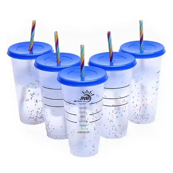 Fun and Fabulous 24 Oz Confetti Cups Color Changing Tumblers 1
