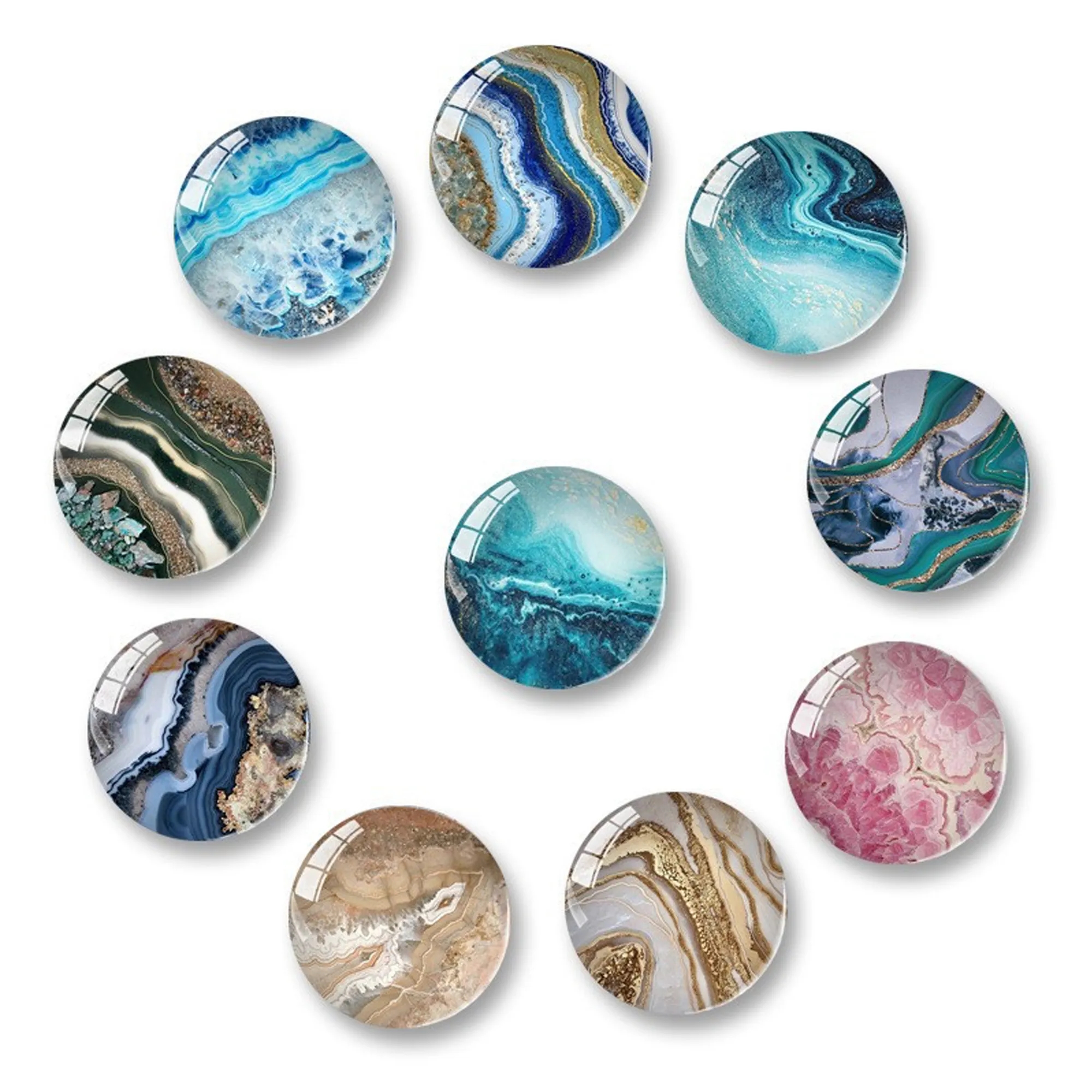 2" Custom Crystal Glass Round Refrigerator Magnets 9
