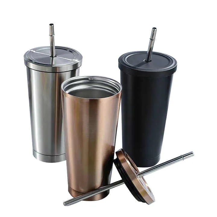 Stainless Steel Straw Thermos Cup 1