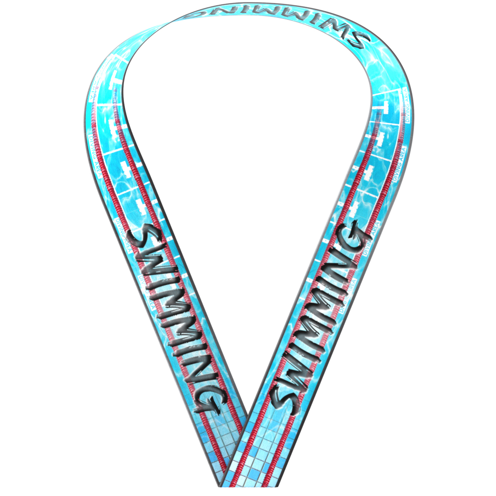 1-1/2" x 34" Sublimated Swimming Sewn Through Neckband 2