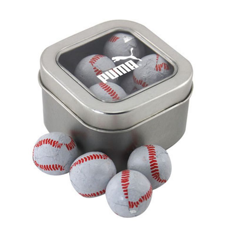 Window Tin with Chocolate Baseballs 1