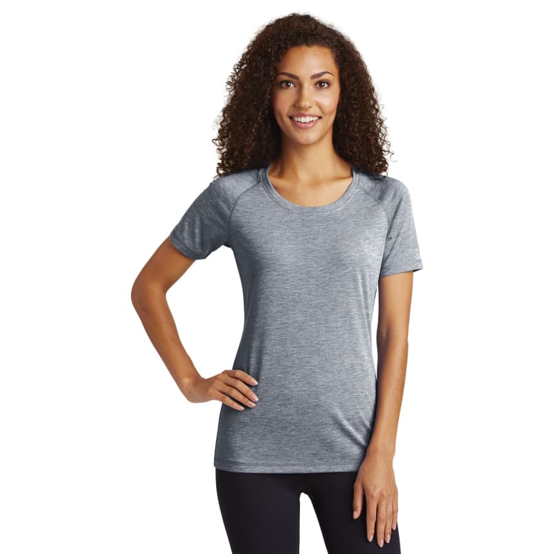 Sport-Tek Women's PosiCharge Tri-Blend Wicking Scoop Neck Raglan Tee. 25