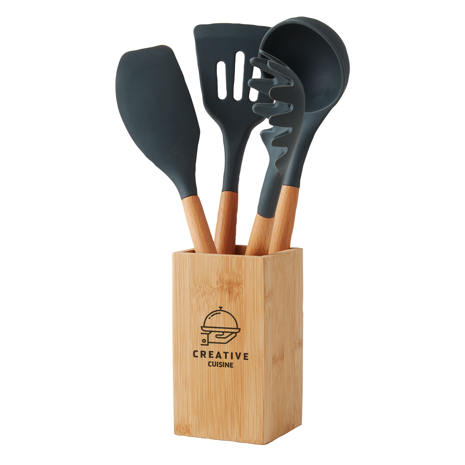 Bamboo with Silicone Kitchen Utensil Set 3