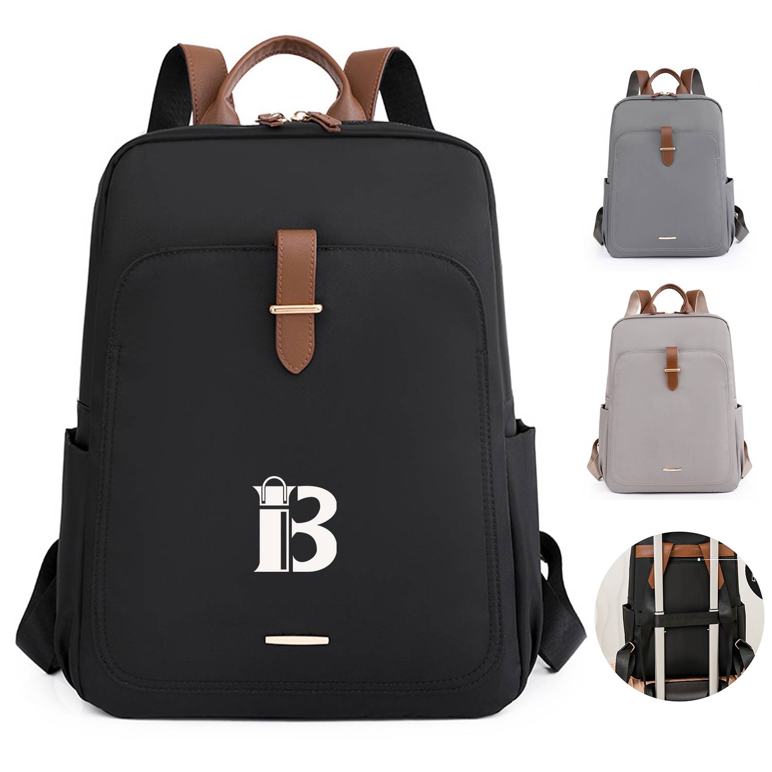 Travel PU Leather Laptop Backpack 3