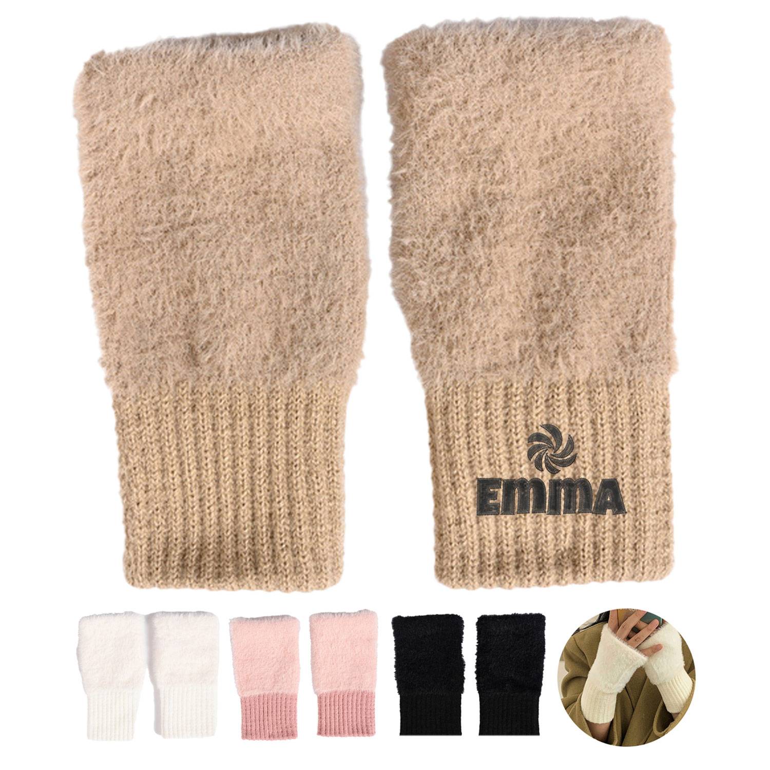 Winter Faux Fur Arm Warmers Fingerless Gloves 8