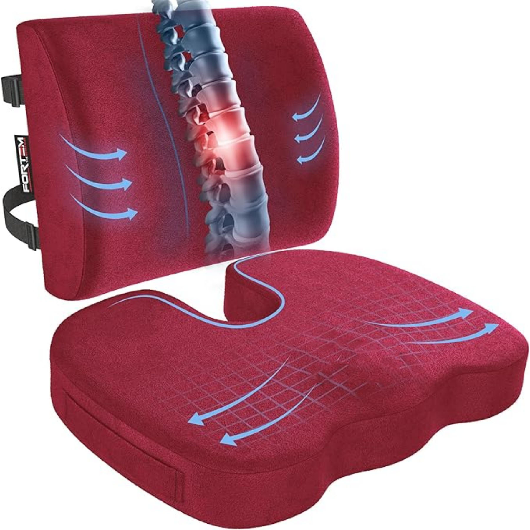 Memory Foam Seat Cushion and Lumbar Support 2