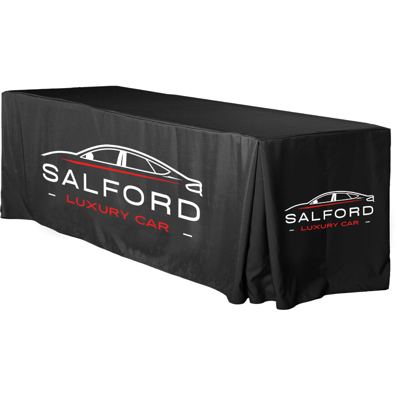 8' Overall, Pleated Corner Dye Sublimation Custom Color Imprint Table Cover 1