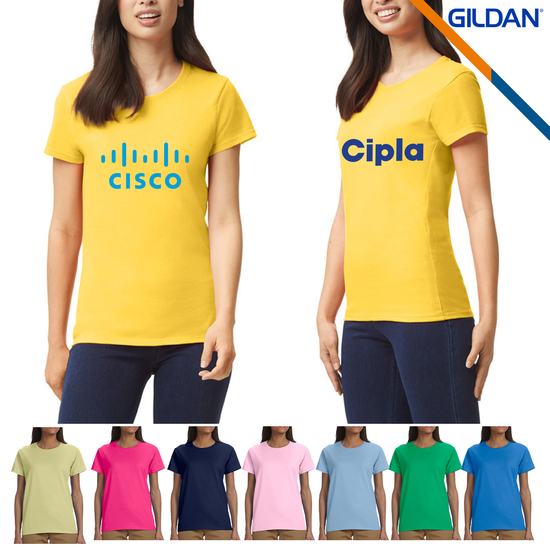Gildan® 6.1 oz 100% Cotton Preshrunk Ladies T-shirts 1