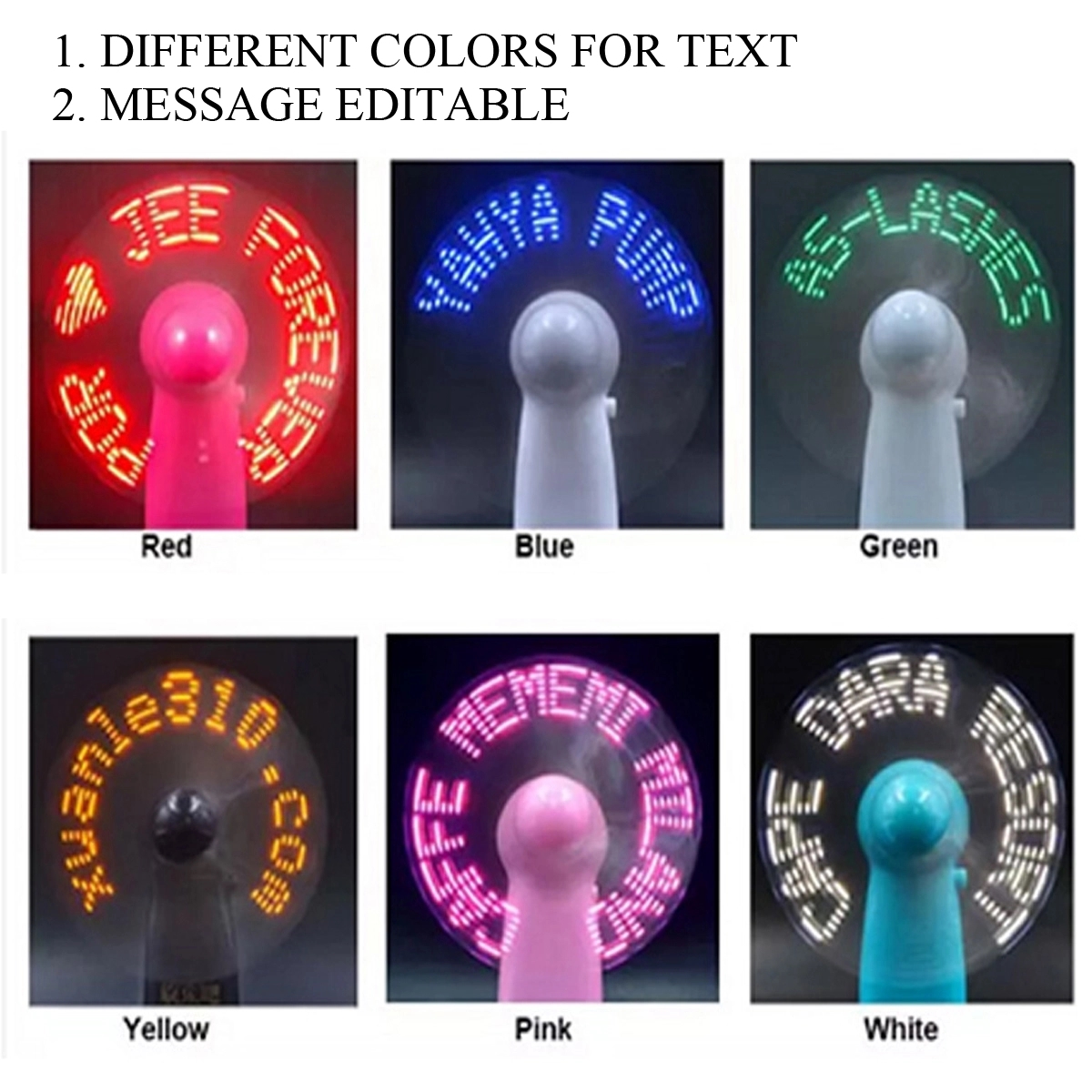 Message Editable Mini Flash LED Fan 2