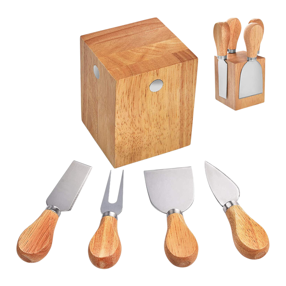 Cheese Knife Set with Wood Block 2