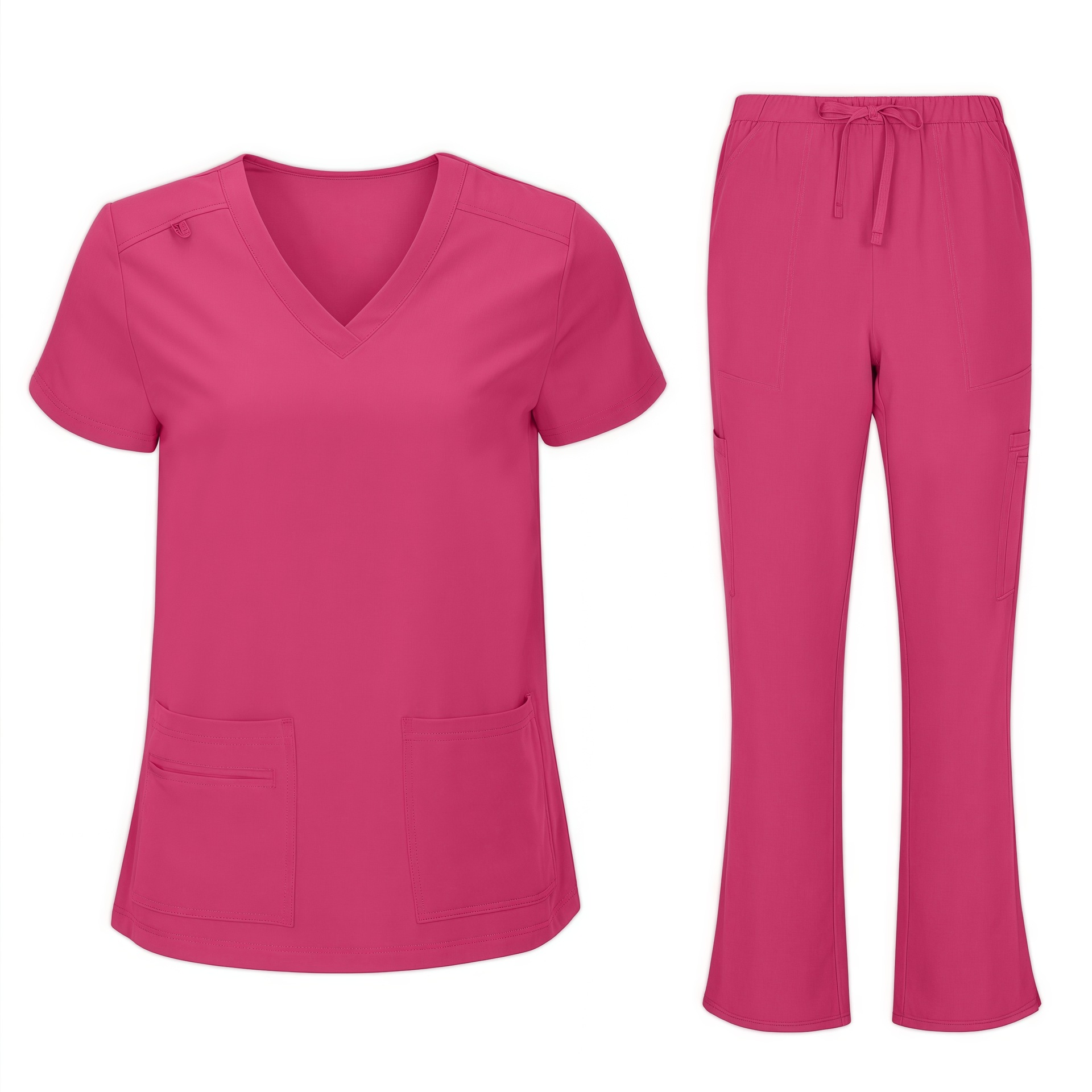 Women's Cool Stretch V-Neck Top and Cargo Pant Scrub Set 5