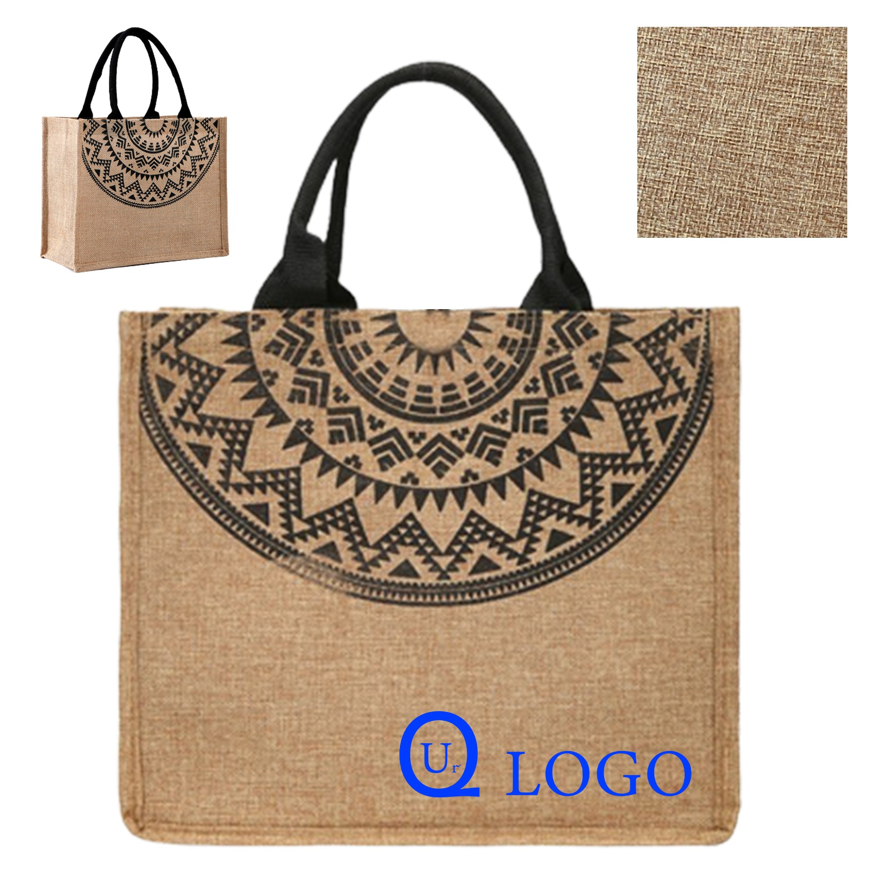 13.39 X 5.91 X 10.63 Inch Waterproof Jute Tote Bag