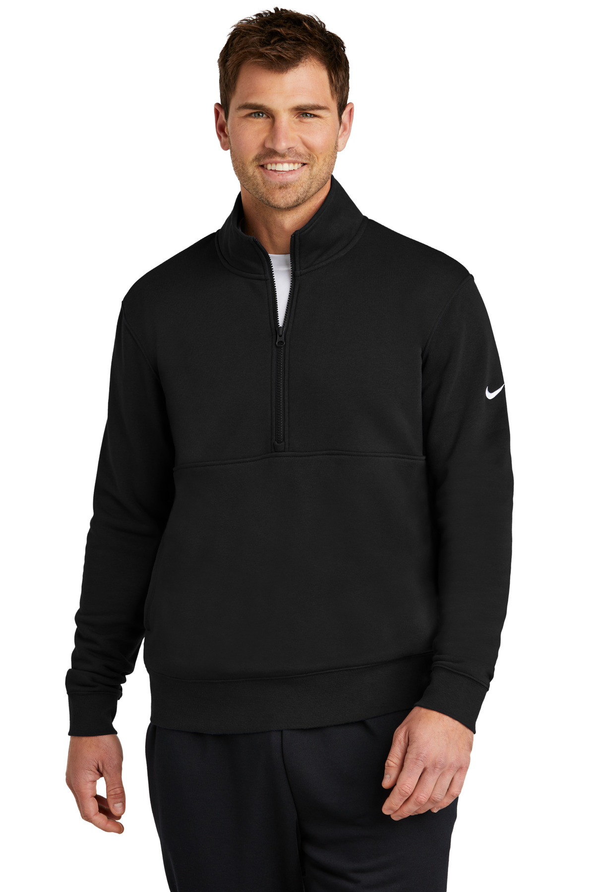 Nike Club Fleece Sleeve Swoosh 1/2-Zip NKDX6718, custom hoodie or sweatshirt with logo imprint 70