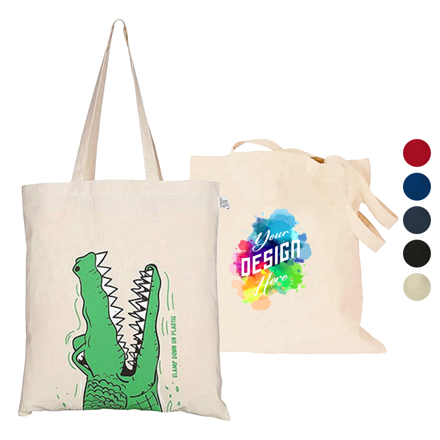 7 oz Natural Color Cotton Canvas Tote Bag USA Decorated (15" X 16") 2