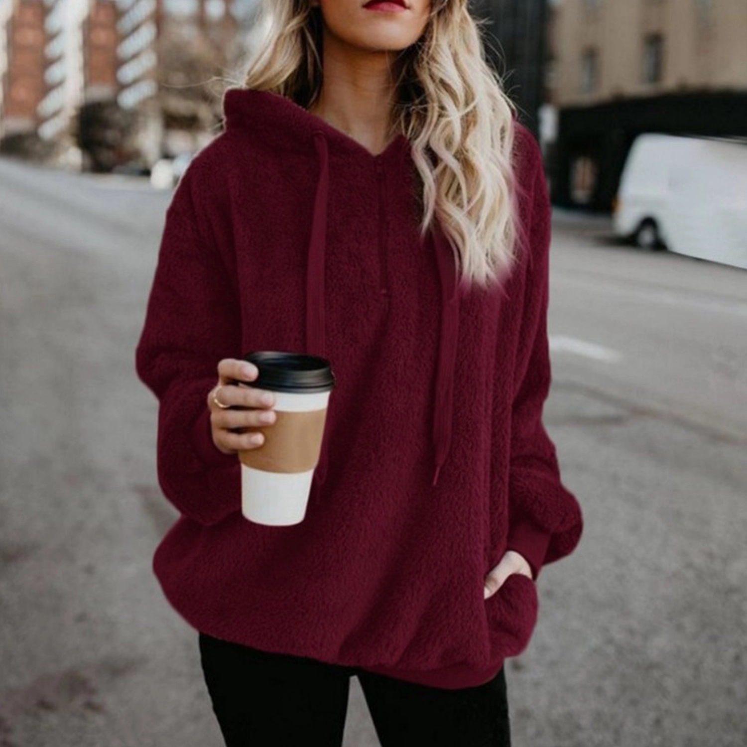 Women'S Oversized Fuzzy Pullover Hoodies 3