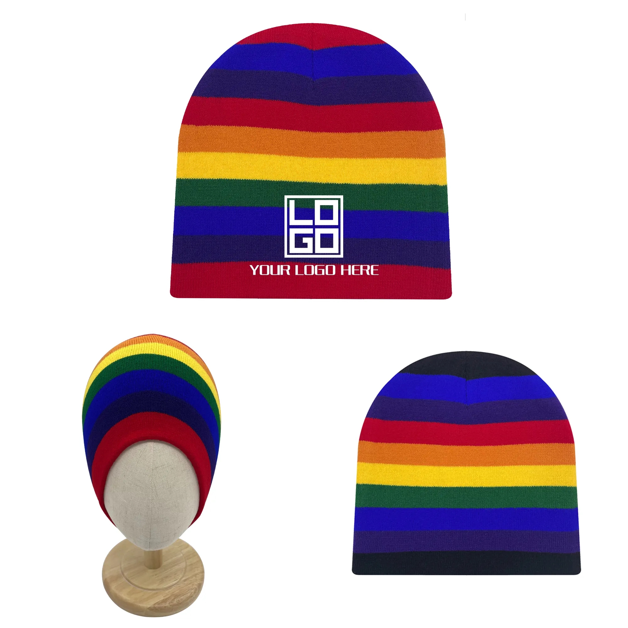 Winter Rainbow Knitted Hat 2