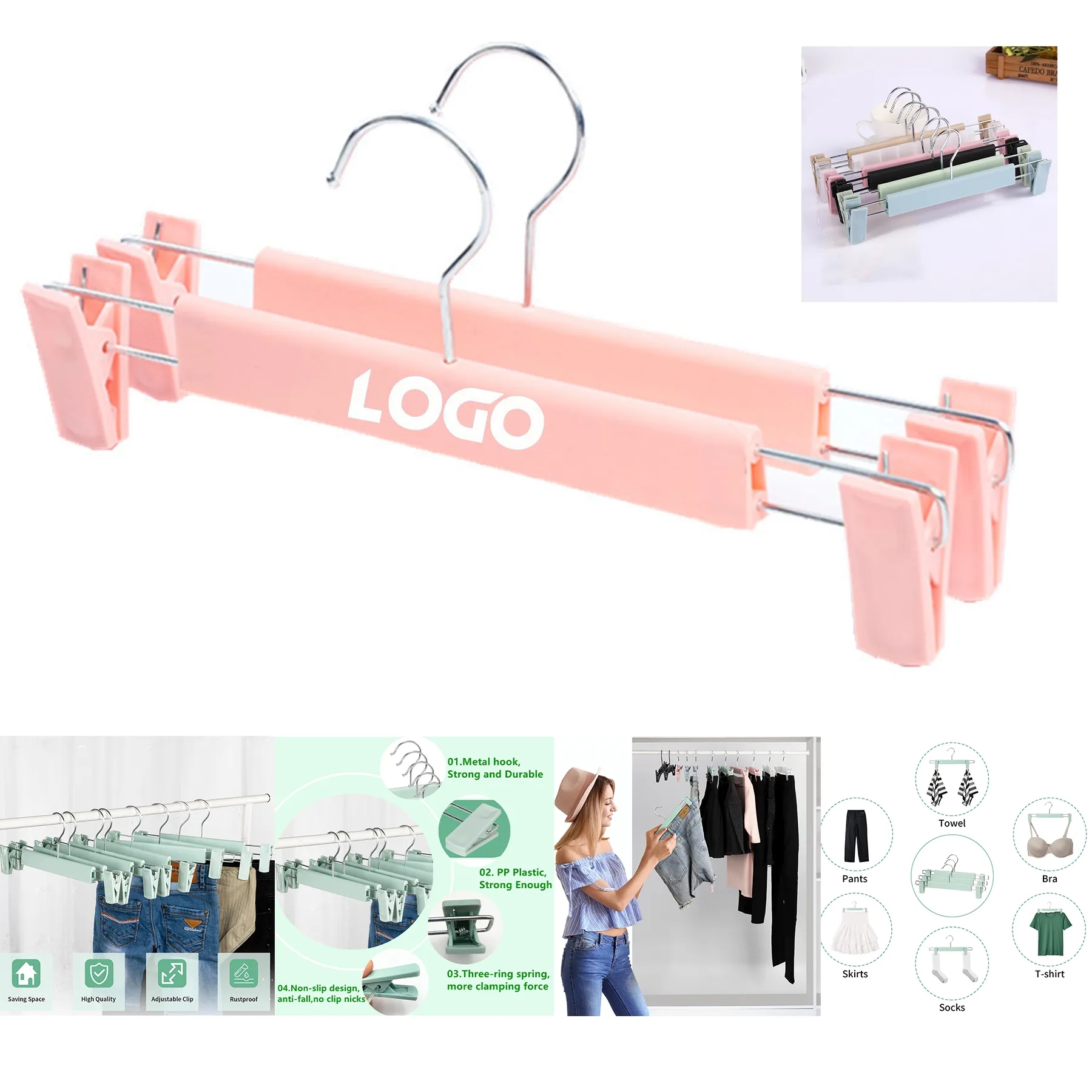 Skirt Pants Hangers with Clips 2