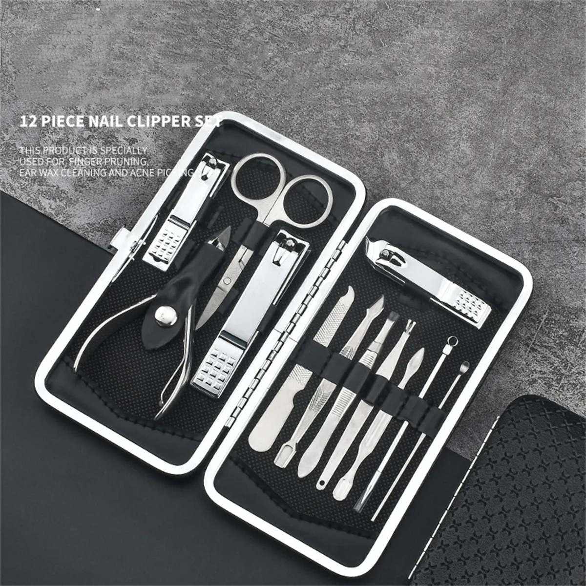 Manicure Pedicure Kit Nail Clippers 12pcs with Travel Case 4