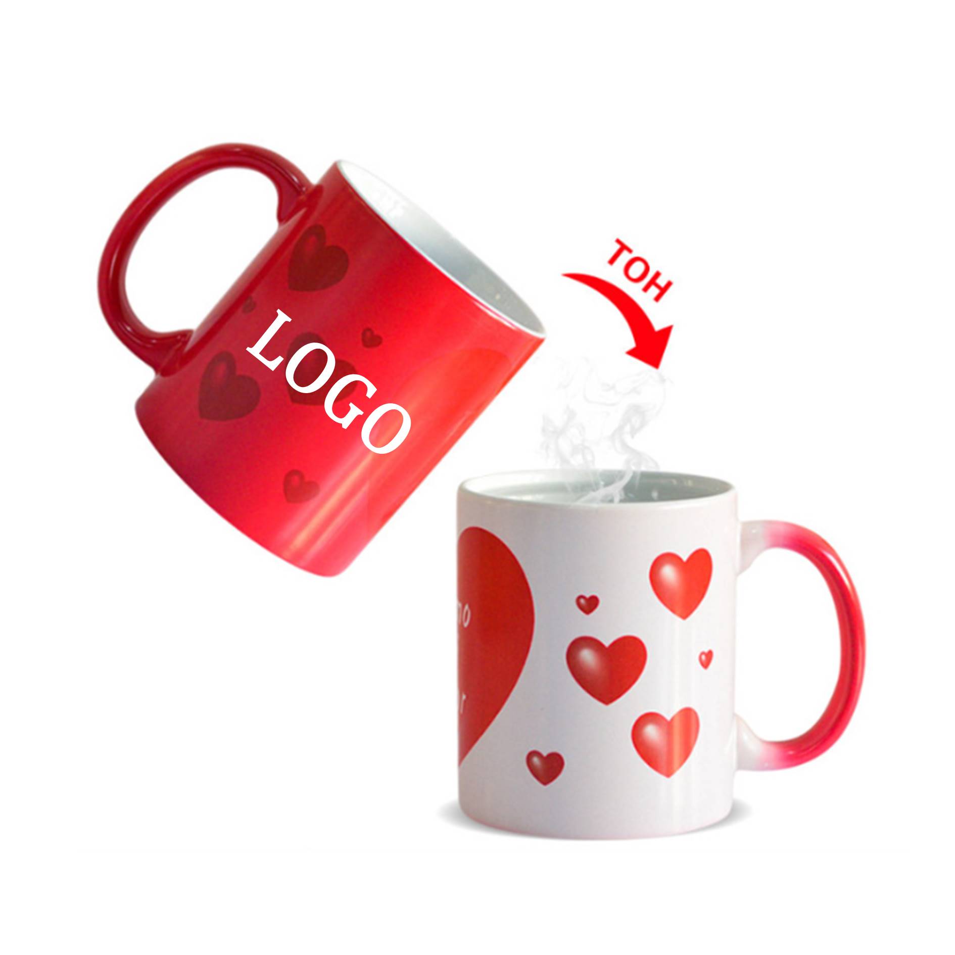 Ceramic Love Heart Pattern Color Change Mug 2