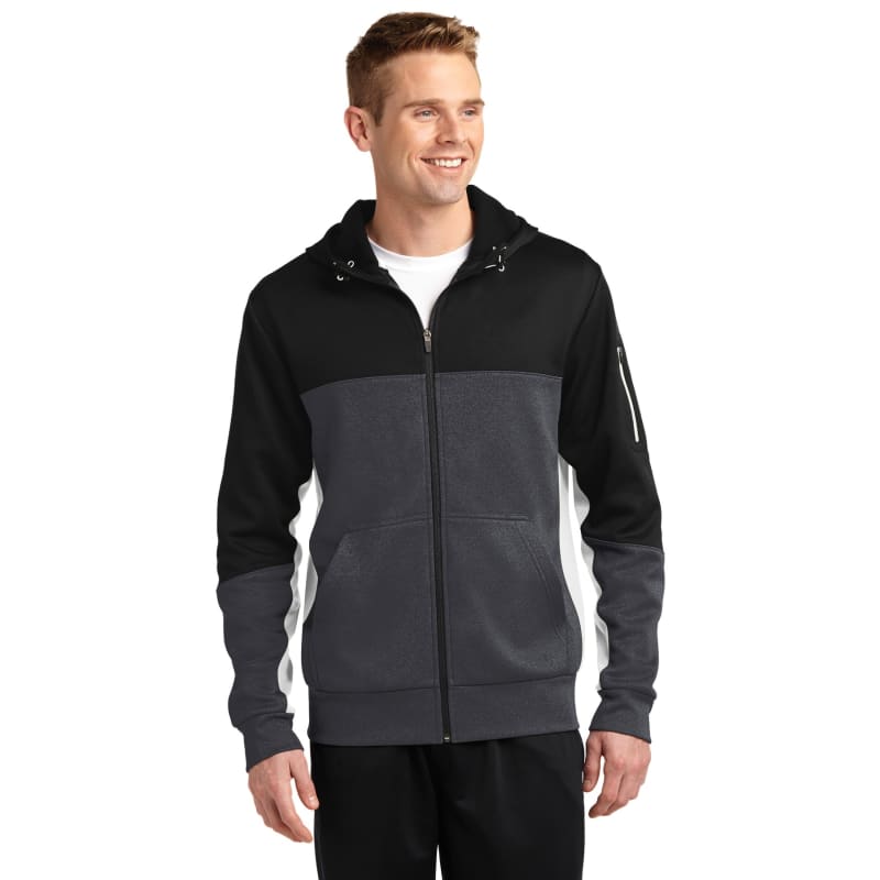 Sport-Tek Tech Fleece Colorblock Full-Zip Hooded Jacket. 26