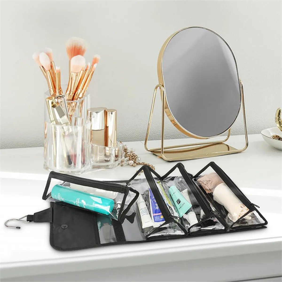 4 In 1 Detachable Hanging Roll-Up Travel Toiletry Makeup Bag 5