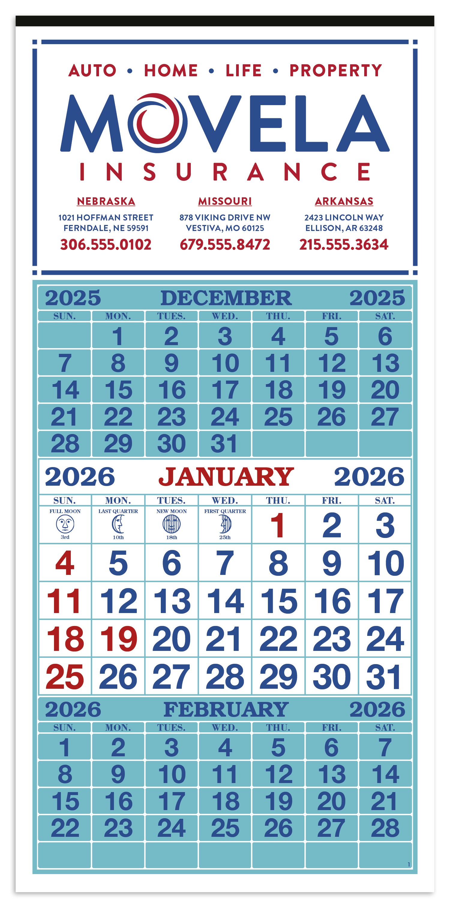 Skinner & Kennedy® 3-Month Display 12-Sheet Calendar 1