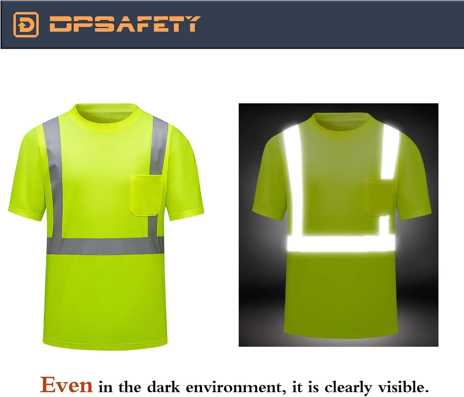 Quick Dry Safety T Shirts with Reflective Strips 2