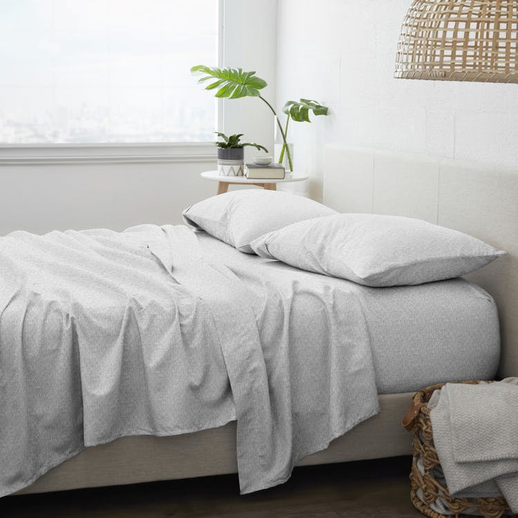 Premium Bed Sheets - Chambray Gray Cali King 4 Set 1