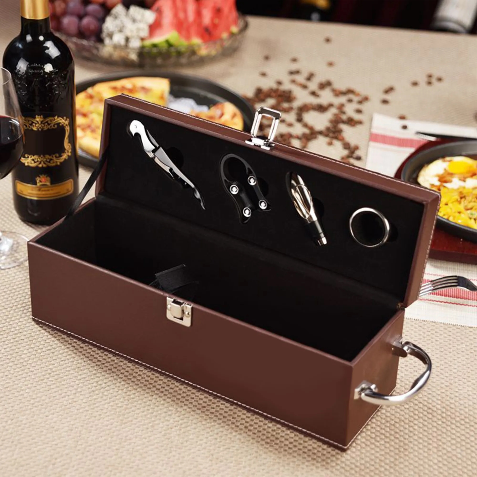 Leather Wine With Wine Tools Gift Box 5