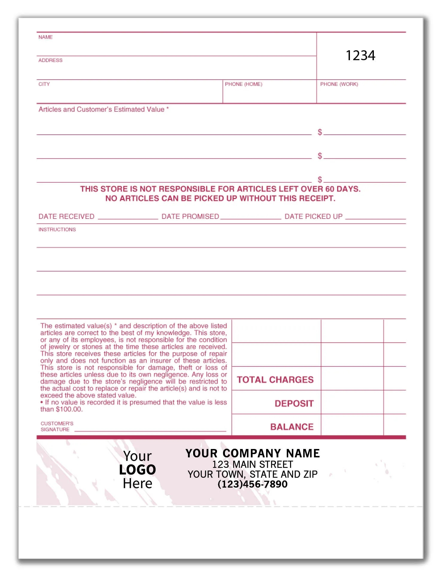 Jewelry Repair Orders with Envelope, Large 2