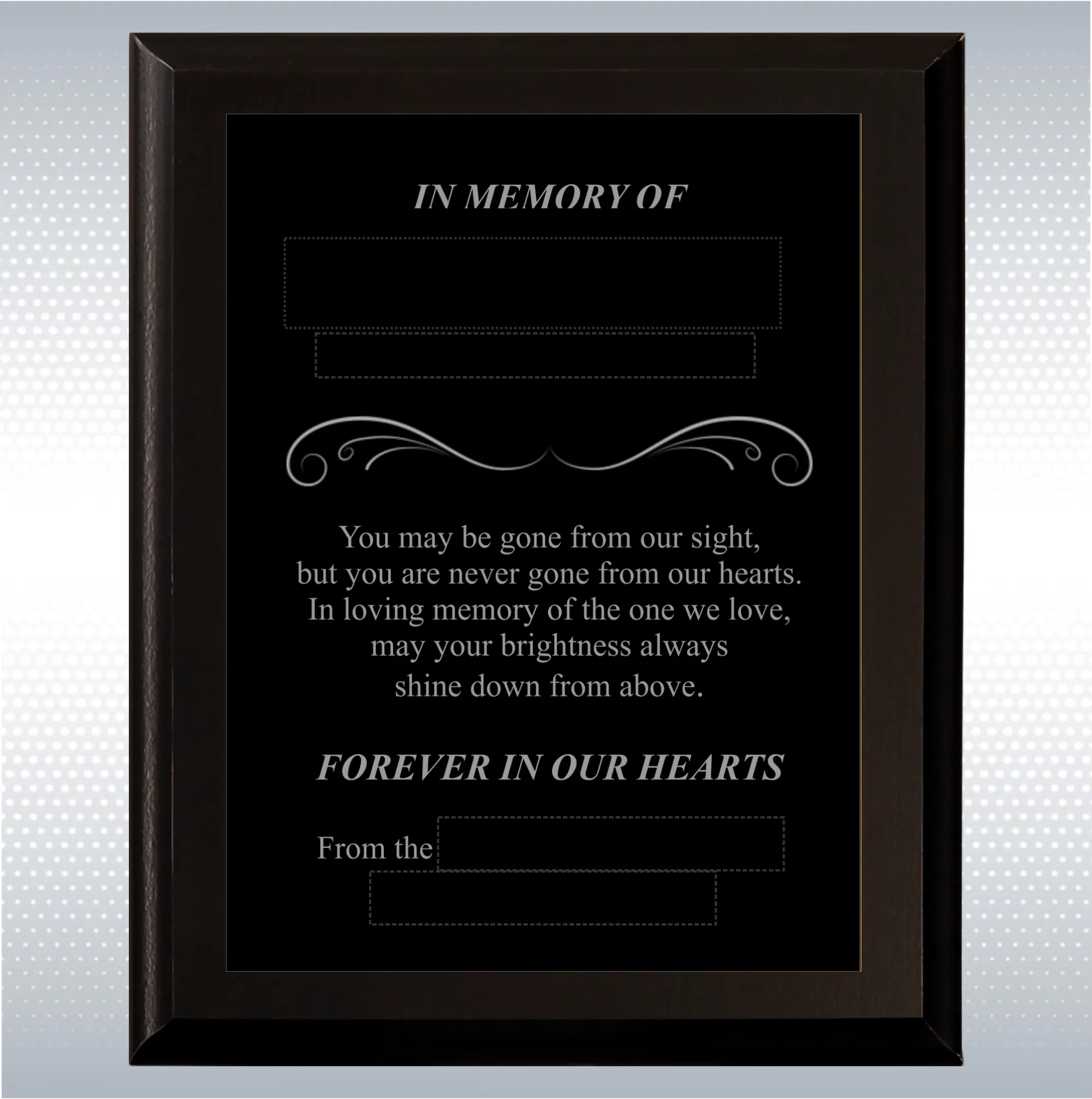 Black Matte Personalized Memorial Plaque Gift 9