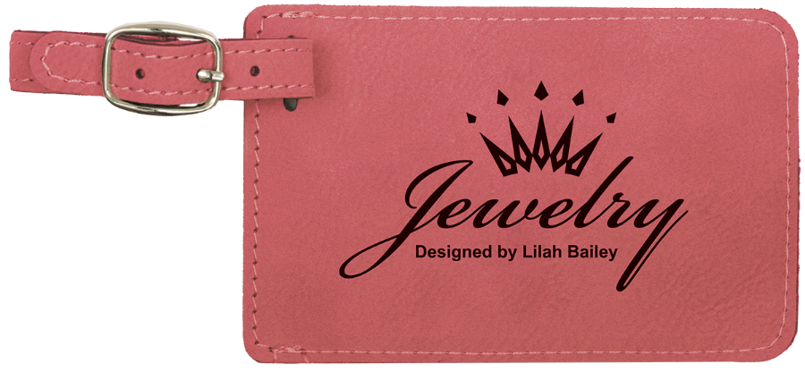 4 1/4" x 2 3/4" Pink Leatherette Luggage Tag 2
