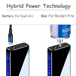 3 In 1 Dual E Arc Jet Lighter With Flashlight 13