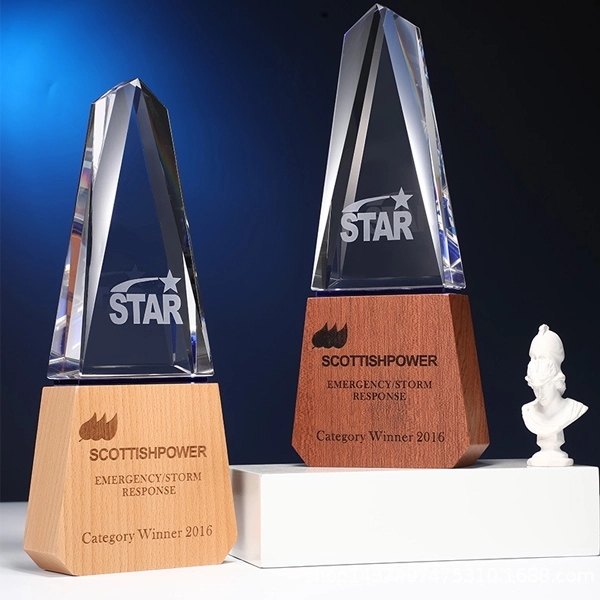 Tower Crystal Awards with Wooden Base 2