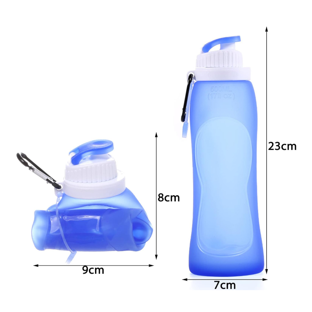 17Oz. Collapsible Water Bottle with Flip Top and Carabiner 5