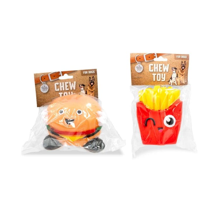 Pet Vinyl Burger & Fries Dog Toys - 3.5" 2