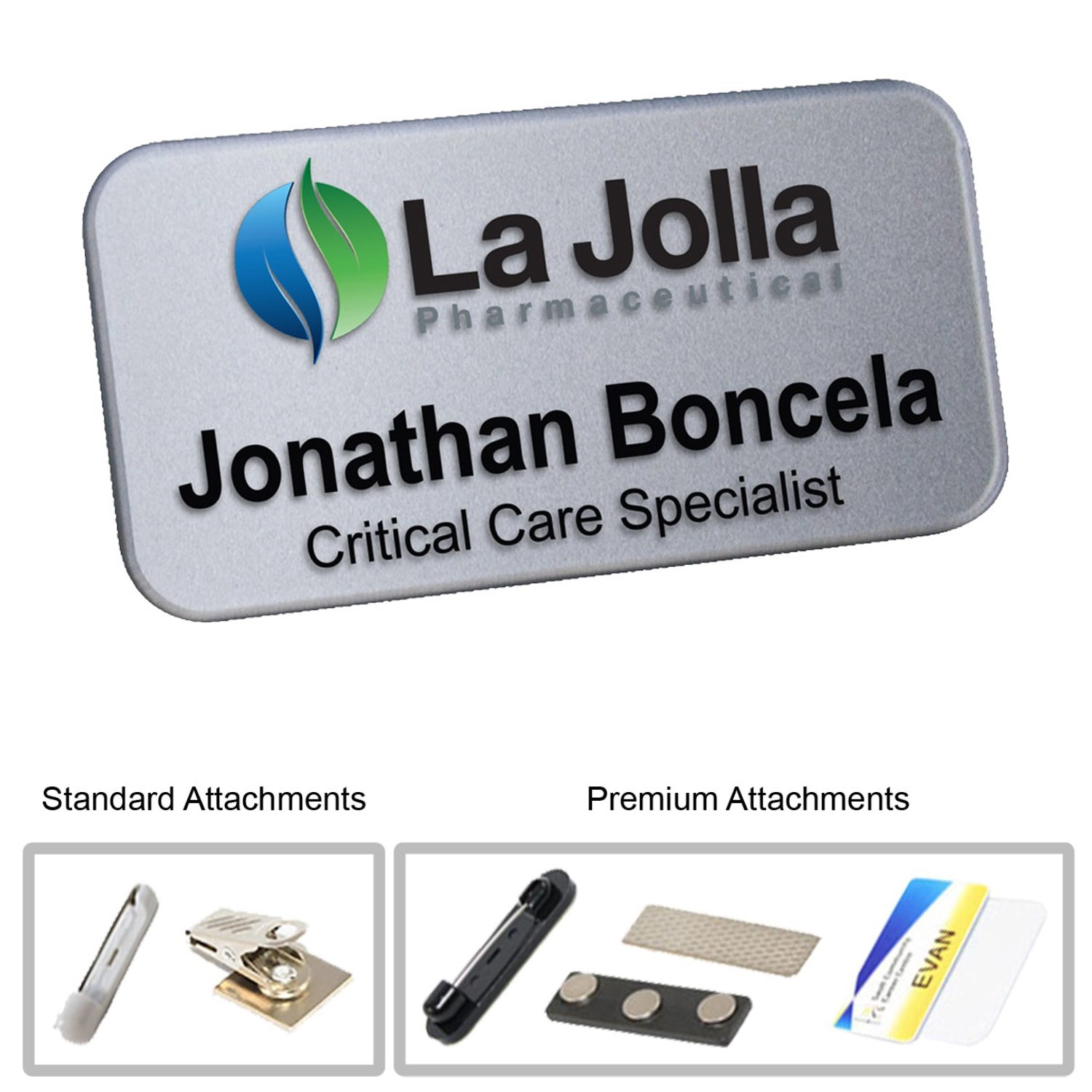 3"W x 1.25"H Shadow Name Badge w/ Full Color Logo 2