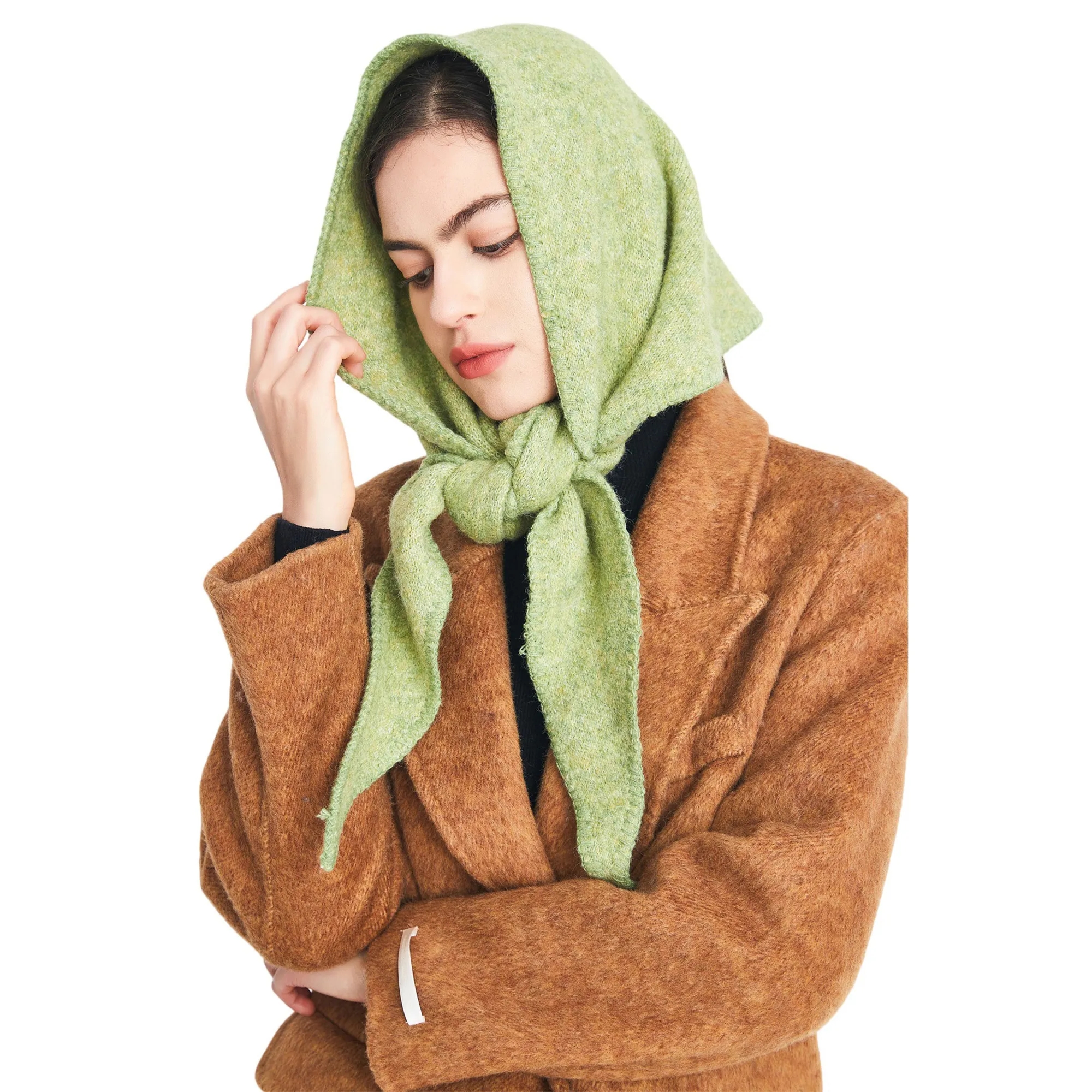 Wool Knit Triangle Scarf Shawl 6