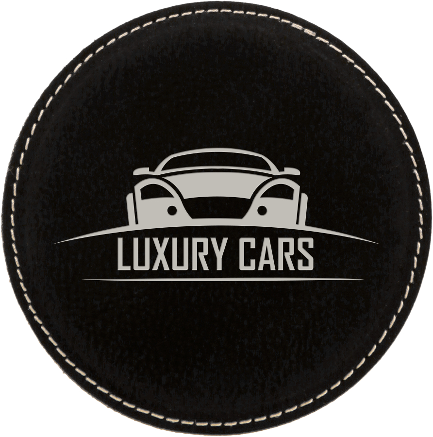 4" Round Black/Silver Leatherette Coaster 2