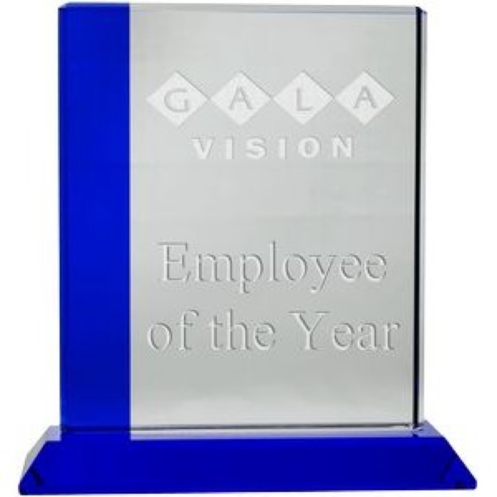 Blue Fused Optical Rectangle Award (9")