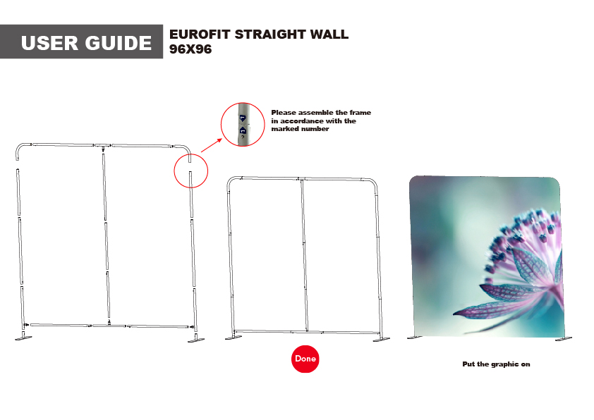 72 Hr Fast Ship - Tradeshow Booth Package, 8' EuroFit Tension Fabric Display & PREMIUM 6'Tablecloth 9