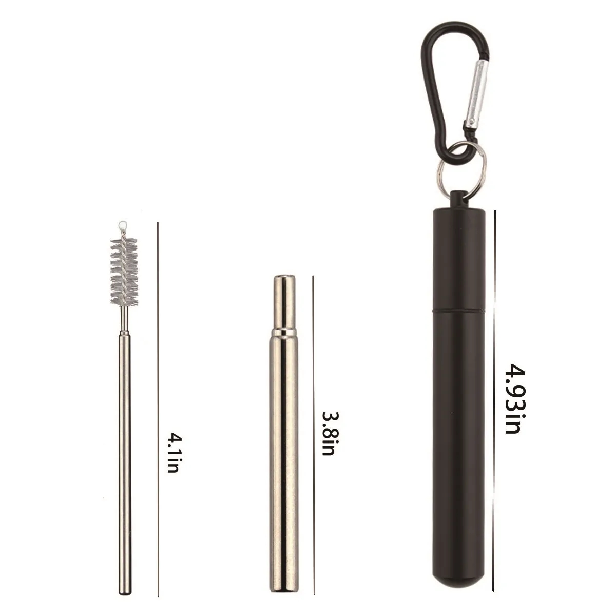 Collapsible Portable Metal Reusable Straws with Clean Brush 6