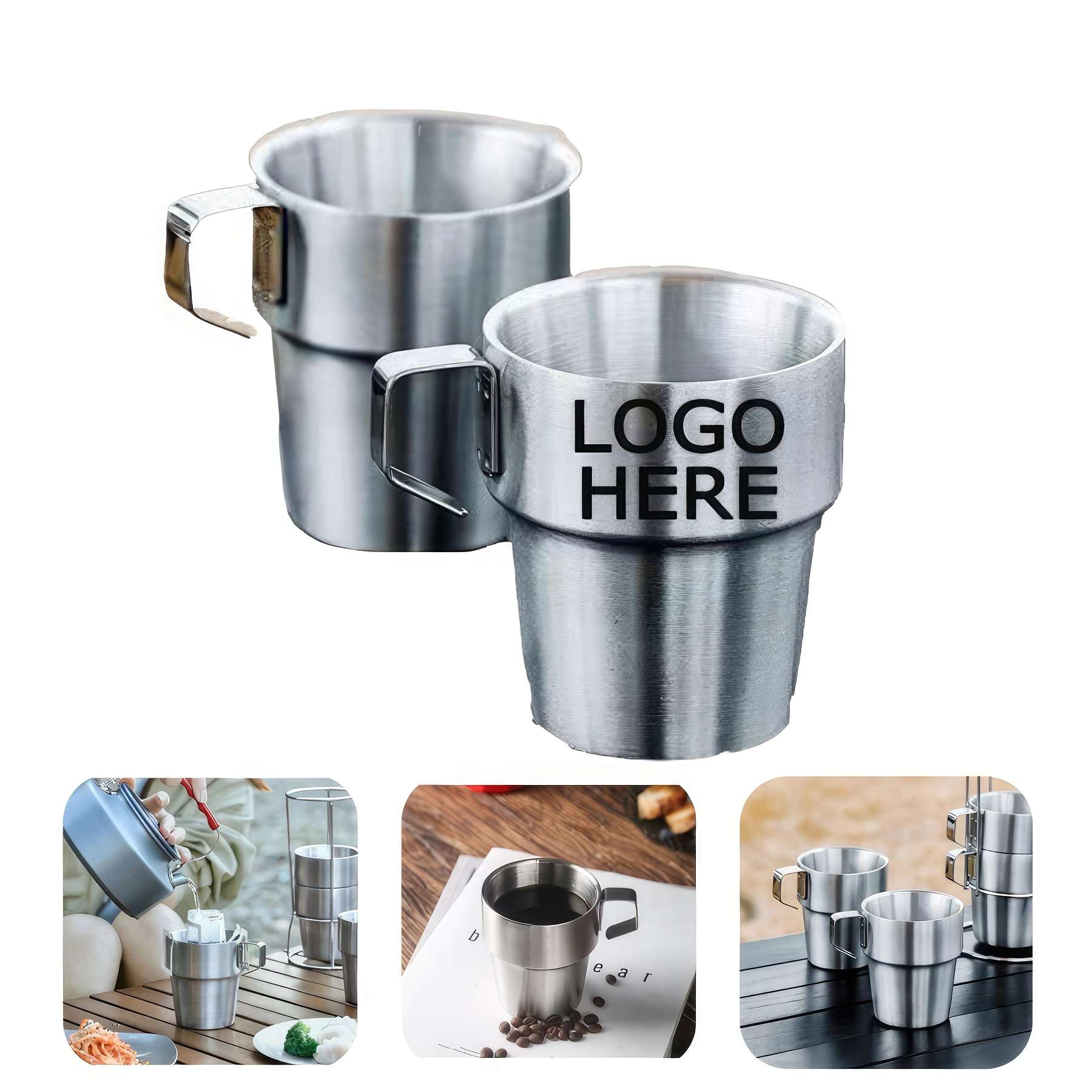 Custom 304 Stainless Steel Coffee Cup with Handle 2