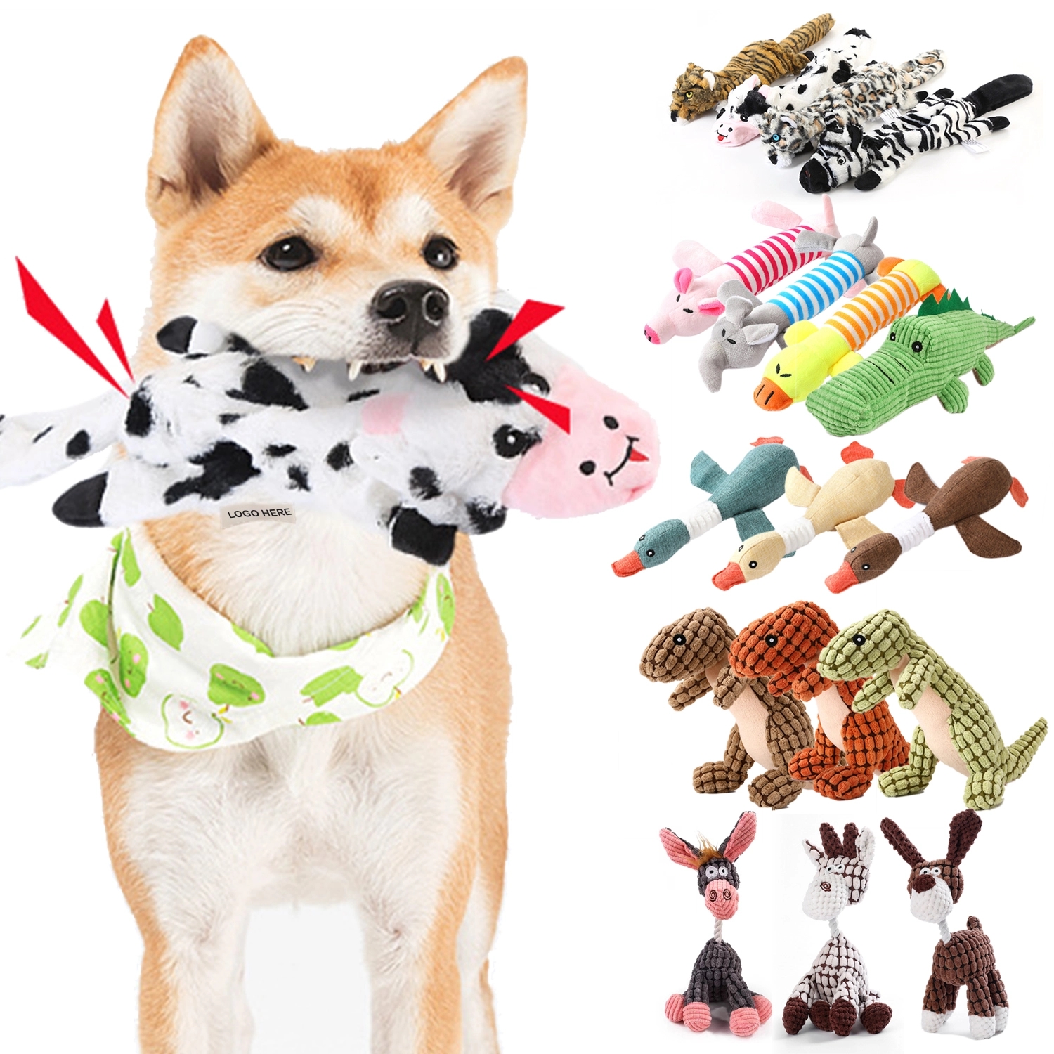 Pet Crinkle Dog Toy No Stuffing Animals 2
