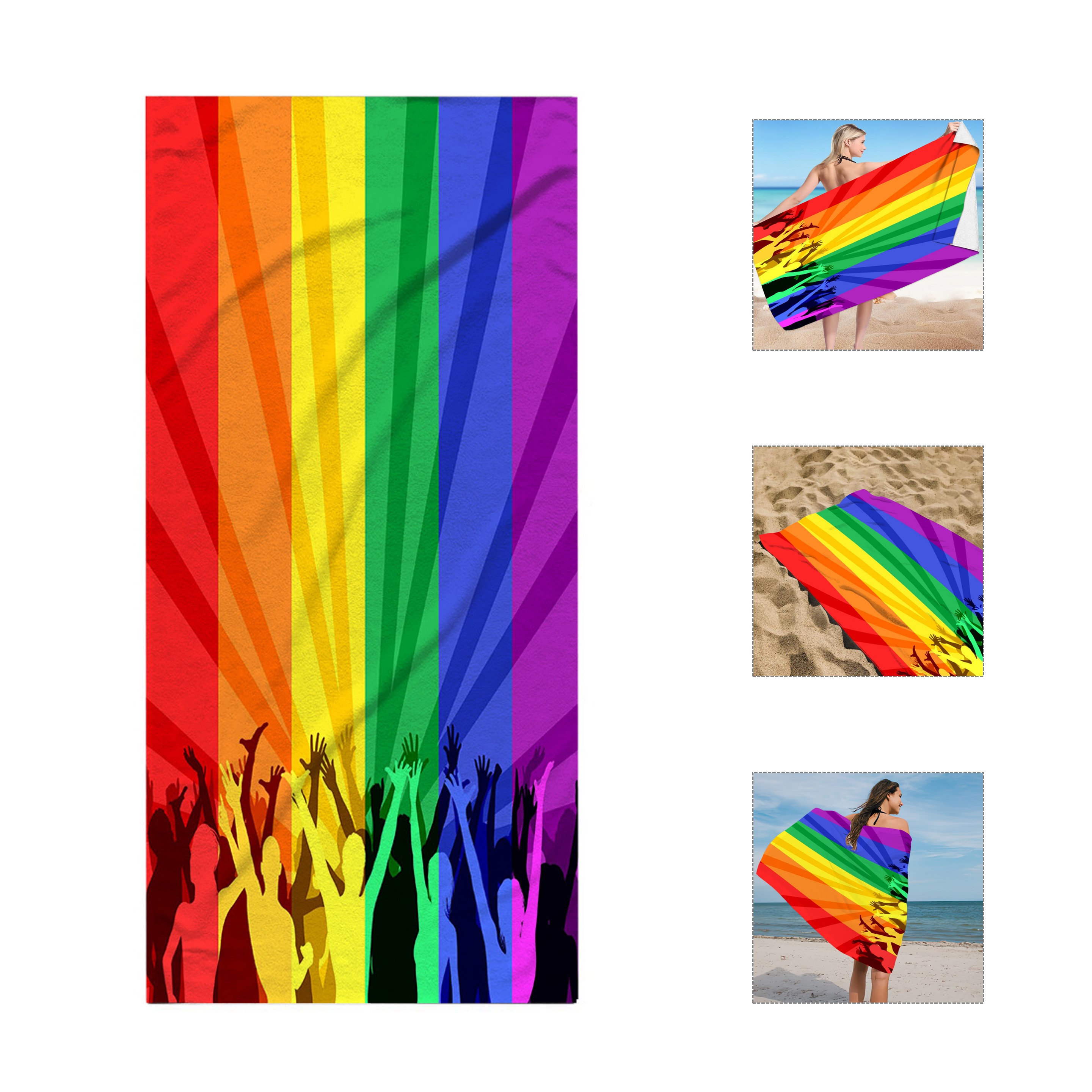 Full Color Rainbow Beach Towel 5