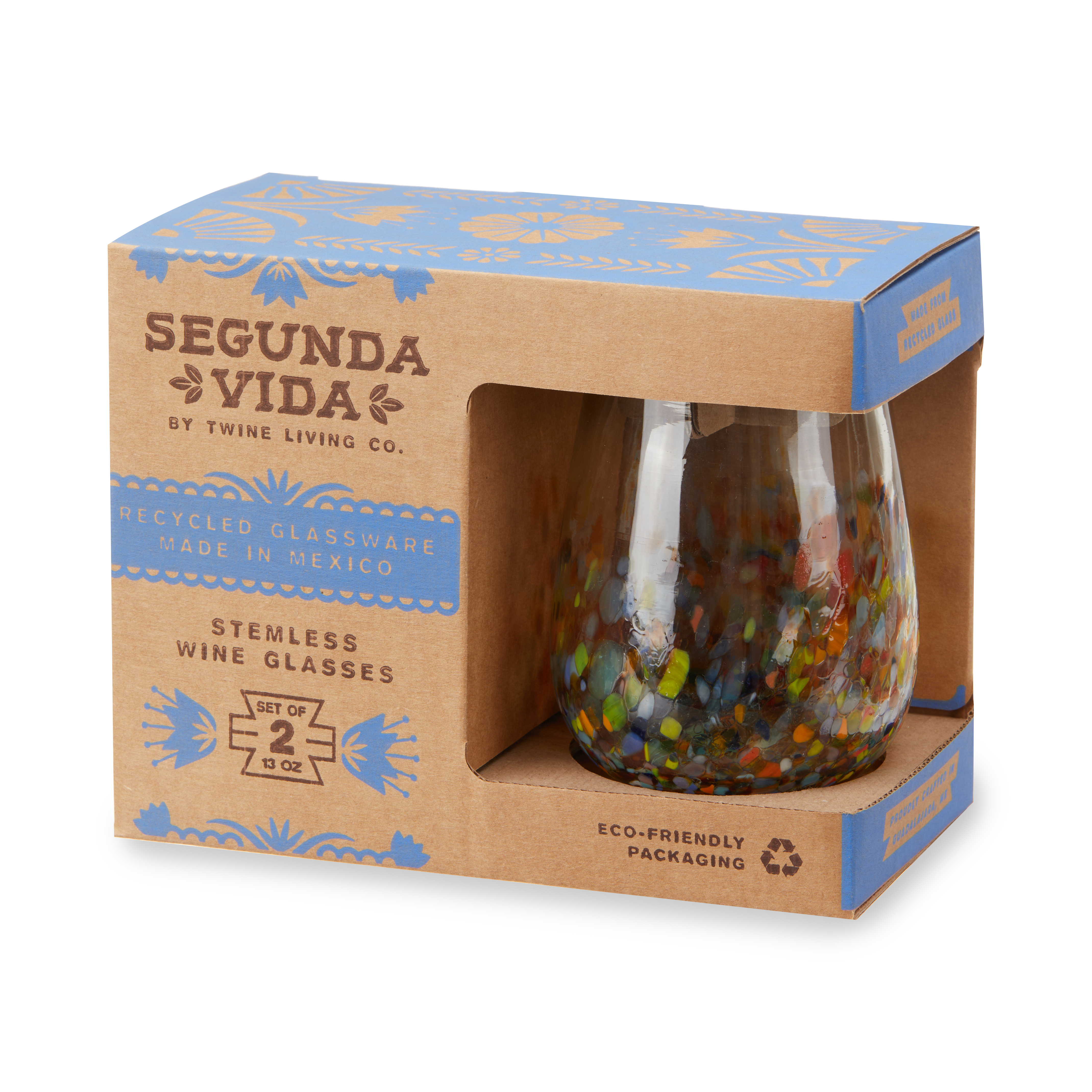 Twine Living® Artistico Stemless Recycled Wine Glass, set of 2 3