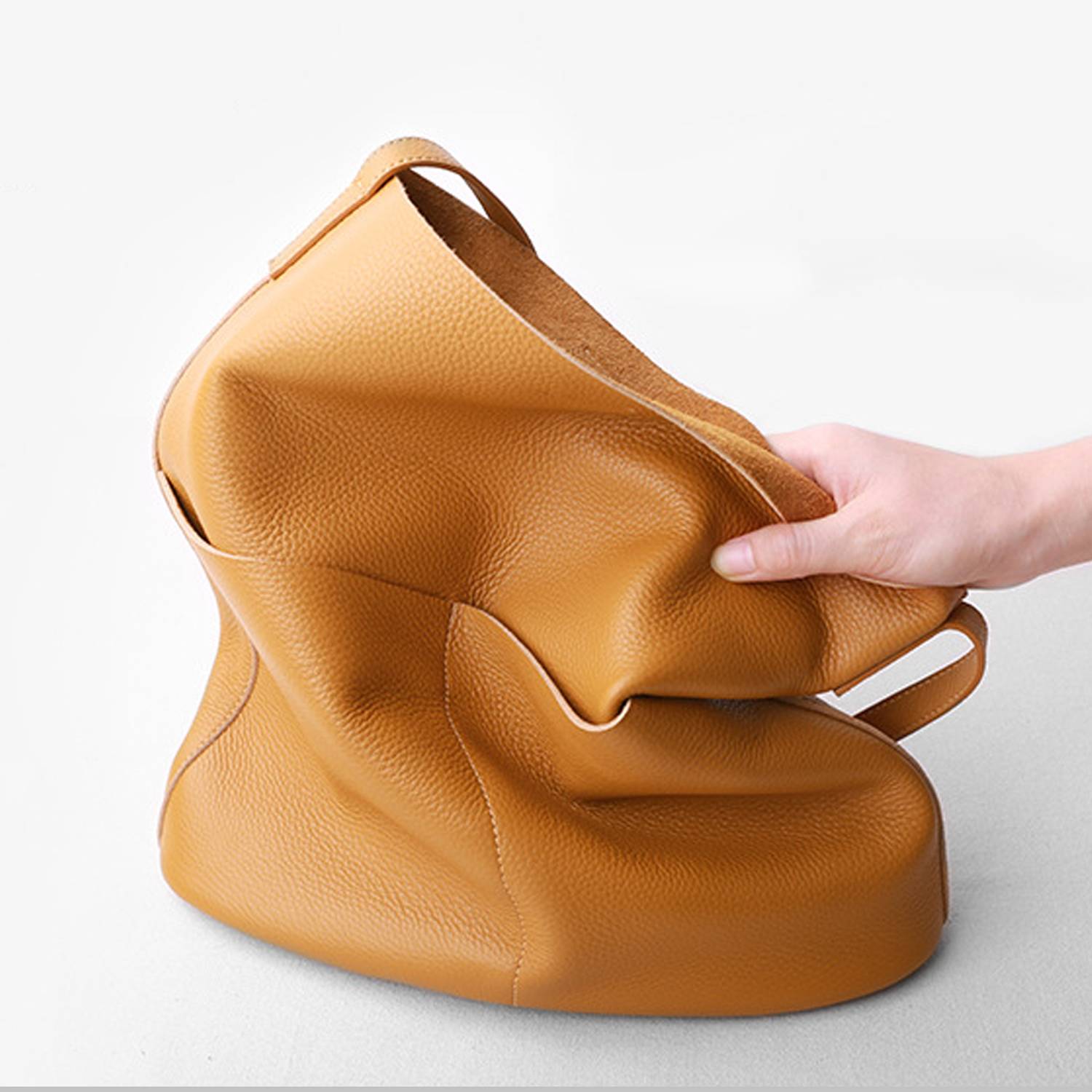 Soft genuine leather large capacity tote bag 4